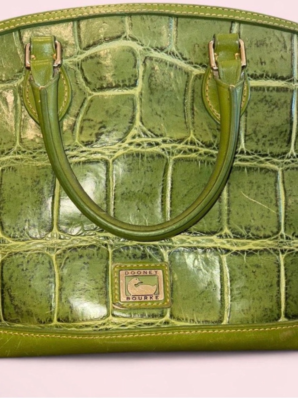 Dooney & Bourke Green Croc-Embossed Structured Bag - Picture 2 of 9